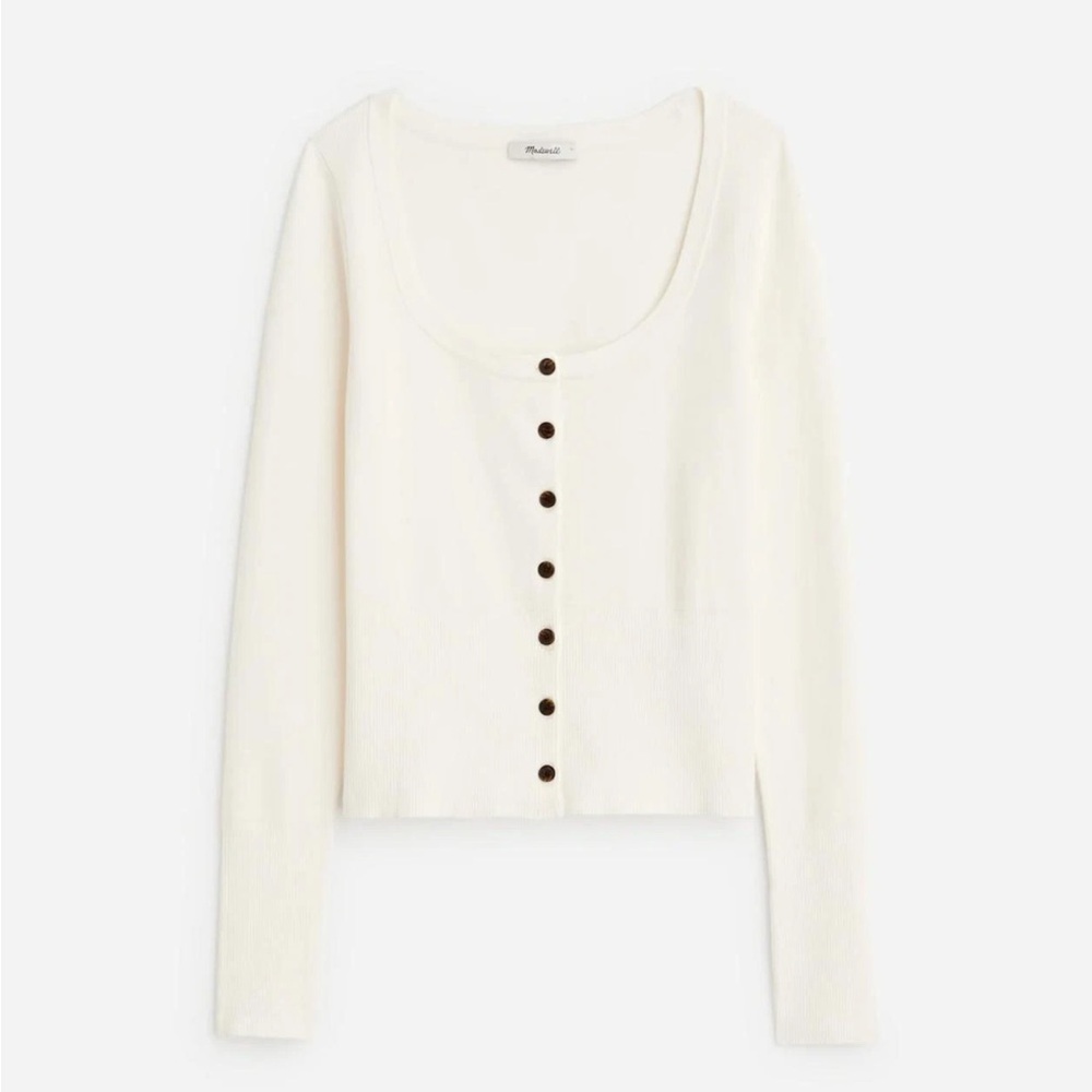 Women’s Cream Button-Front Ribbed Sweater - Picture 2 of 6